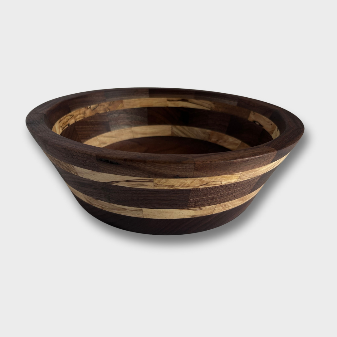 Segmented Black Walnut and Maple Bowl