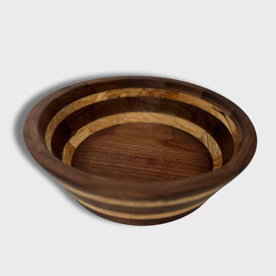 Segmented Black Walnut and Maple Bowl