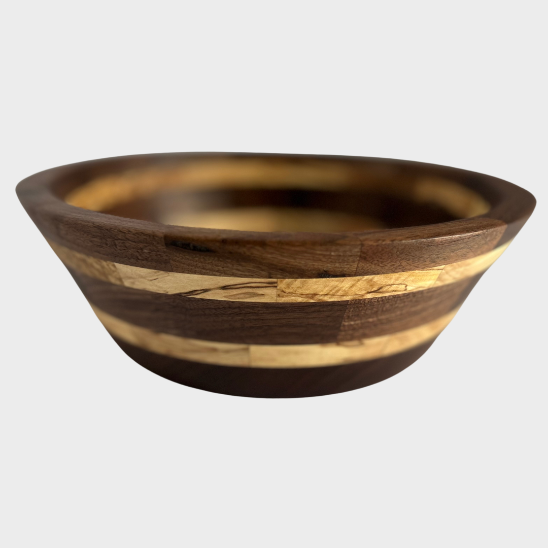 Segmented Black Walnut and Maple Bowl