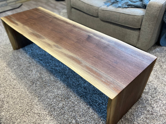 Black Walnut Coffee Table with dual Waterfall Legs