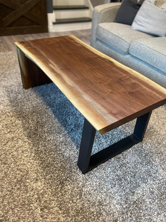 Black Walnut Coffee Table with Waterfall Leg