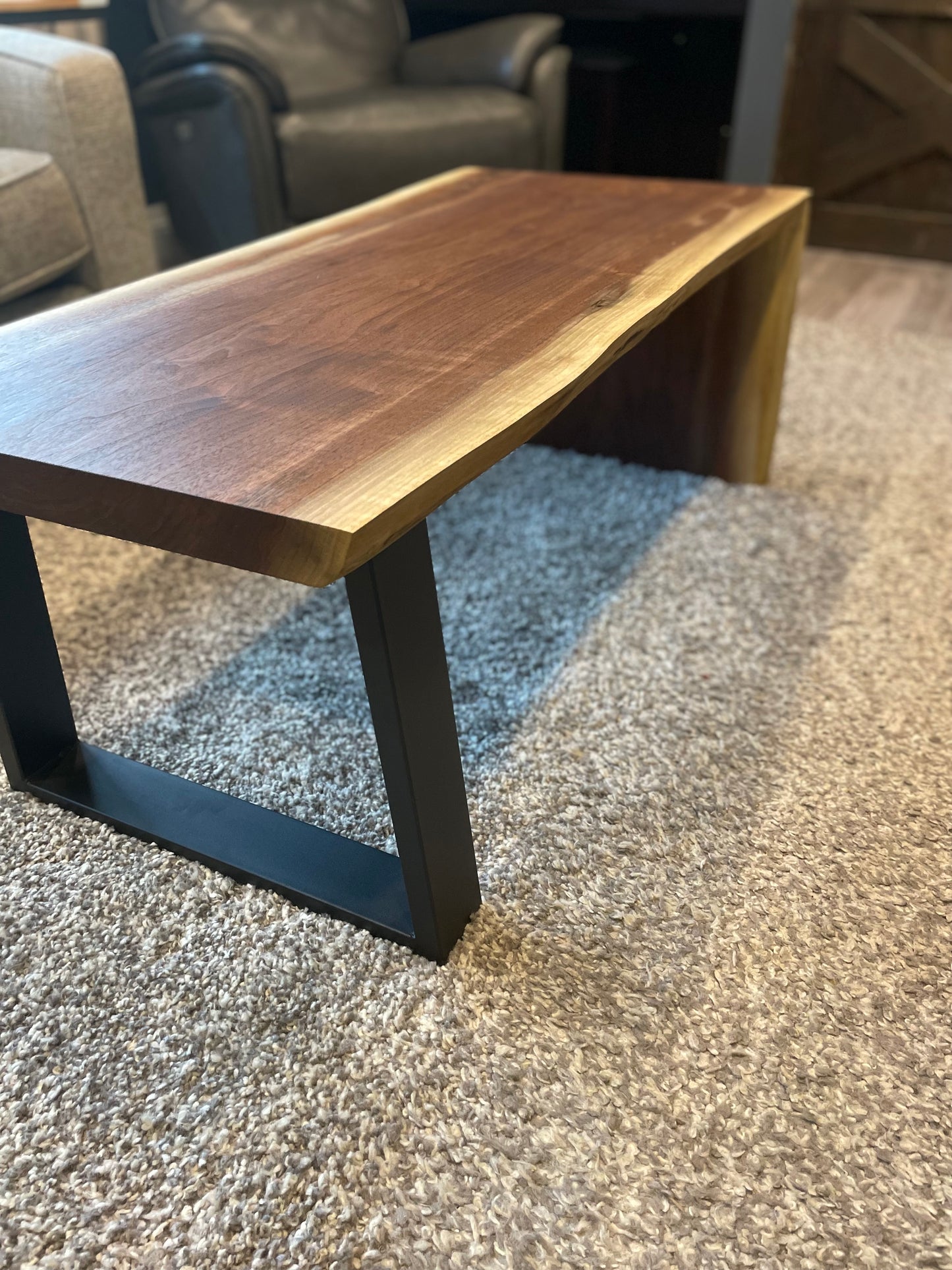 Black Walnut Coffee Table with Waterfall Leg