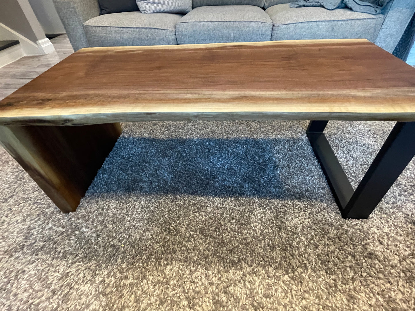 Black Walnut Coffee Table with Waterfall Leg